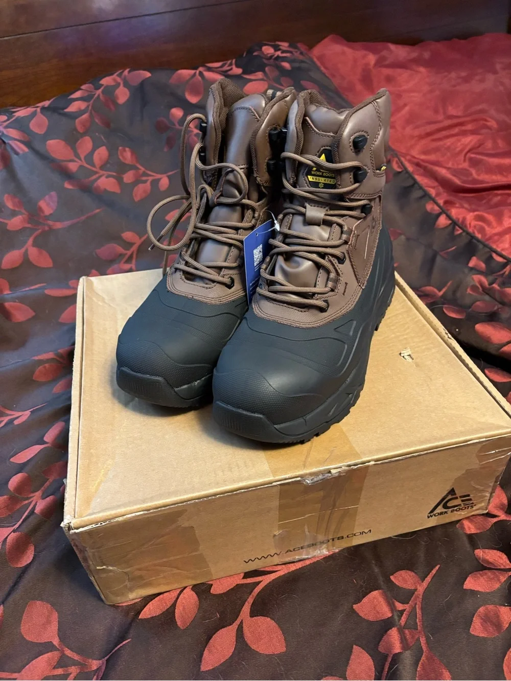 Men's Brown and Black Waterproof Work Boots